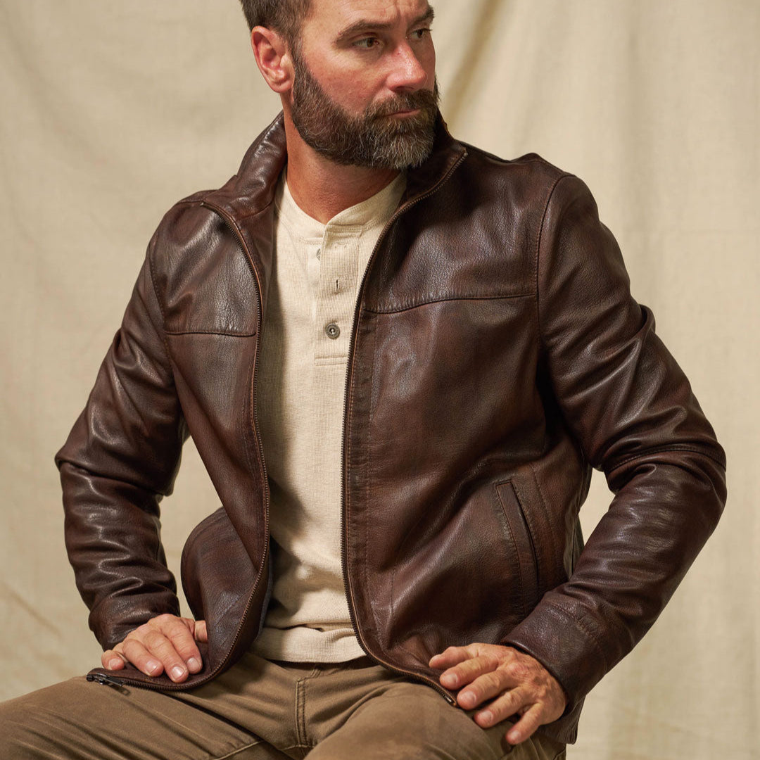 Sedona Lightweight Leather Jacket in Ironwood Brown